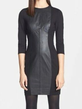Ted Baker Norrah Leather Panel Ponte Sheath Mini Dress